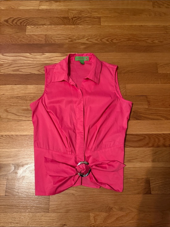 Island Republic Tops - Island Republic Hot Pink Sleeveless Tie-Front Blouse with Ring